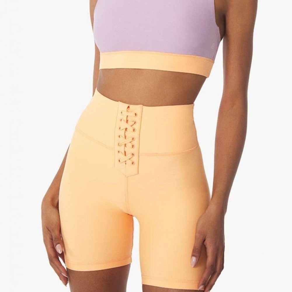 WeWoreWhat Lace Up Biker Short Size XS Peach Cobbler Retail $68